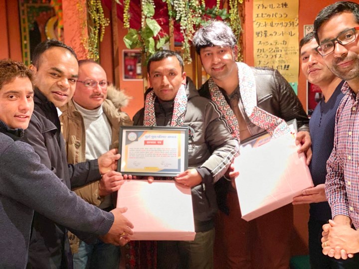 घुम्टे युवा परिवारका अध्यक्ष थापा र उपाध्यक्ष साहानी जापानमा सम्मानित