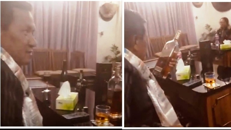 मुख्यमन्त्री गुरुङ आफ्नै कार्यकक्षमा मदिरा पिउँदै (भिडियो सहित )