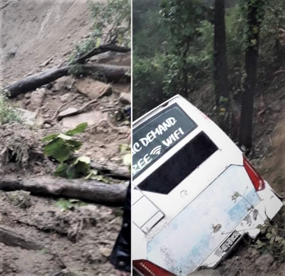दाउन्नेमा पहिरोले बस भिरबाट खस्दा एकको मृत्यु, ६ घाइते