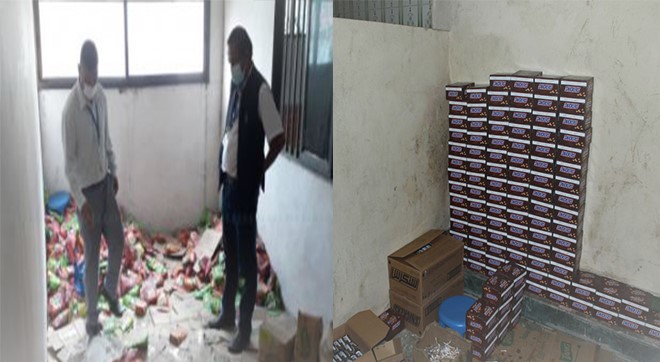 कलंकीमा रहेको चकलेट र जुस गोदाममा प्रहरीको छापा