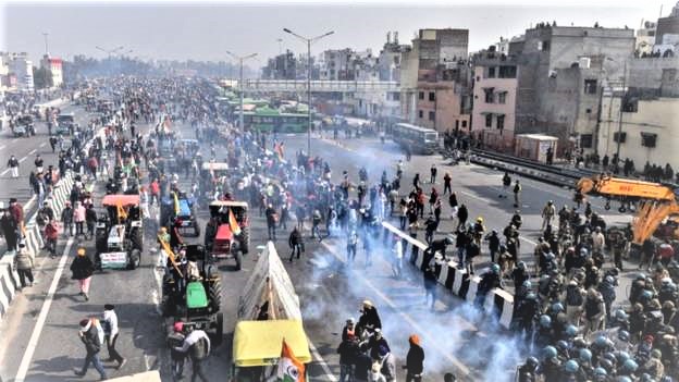 भारतमा किसान र प्रहरीबीच भिडन्त