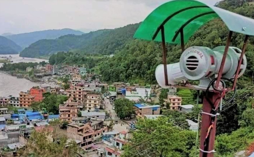 मेलम्चीमा बाढीको सूचना दिने साइरन जडान
