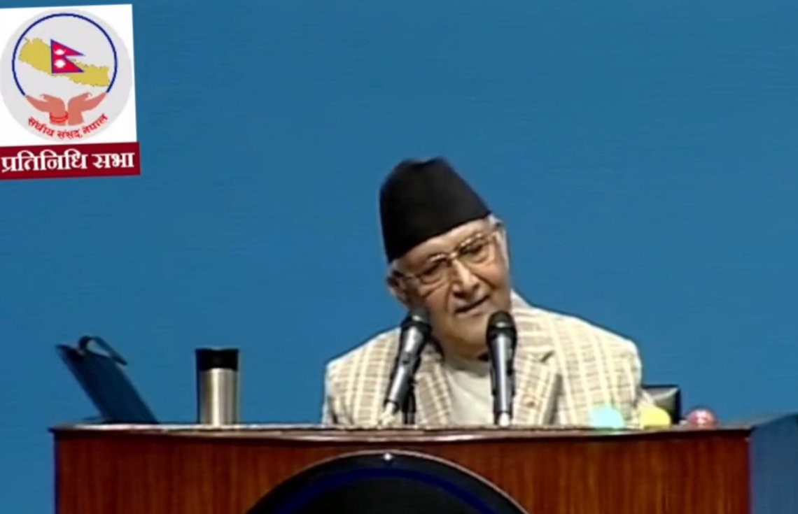संसदमा केपी ओलीले बसेरै धारणा राख्दै