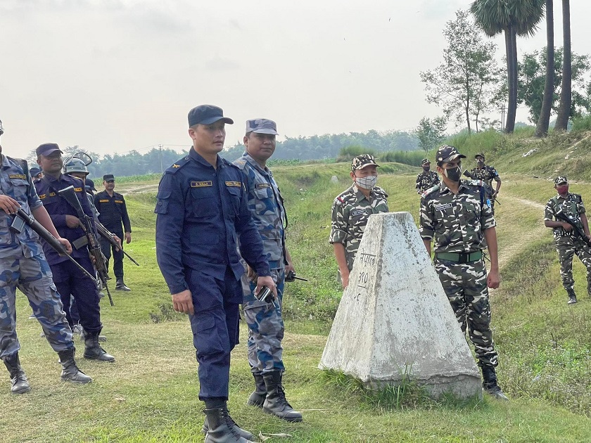 वीरगञ्जको नाकामा भारतीय सशस्त्र सीमा बलसहितको संयुक्त गस्ती