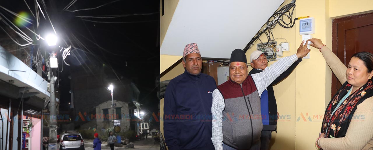 मन्दिरको भेटीले गलेश्वर बजारमा बत्ती जडान (तस्विर /भिडिओ )