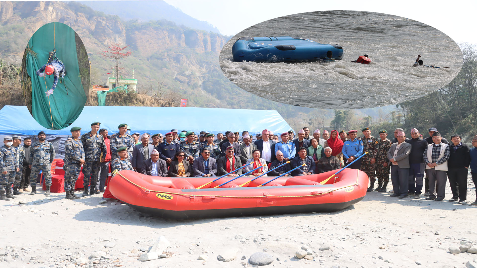 कालिगण्डकी र म्याग्दी नदी दोभानमा शसस्त्र प्रहरीको विपद् उद्दारको नमुना अभ्यास (फोटोफिचर)