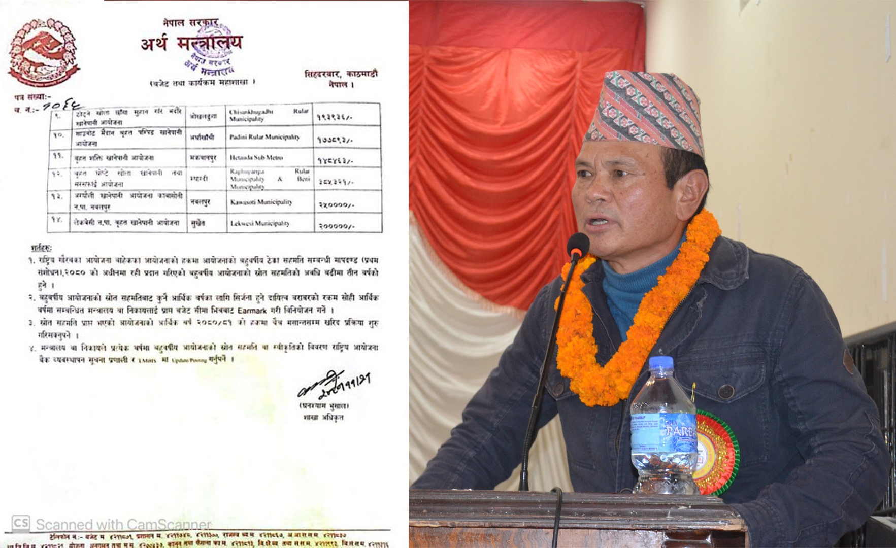 सांसद गर्बुजाको पहलमा बृहत घोप्टेखोला खानेपानी आयोजनाका लागि ४८ करोड बजेट व्यवस्थापन