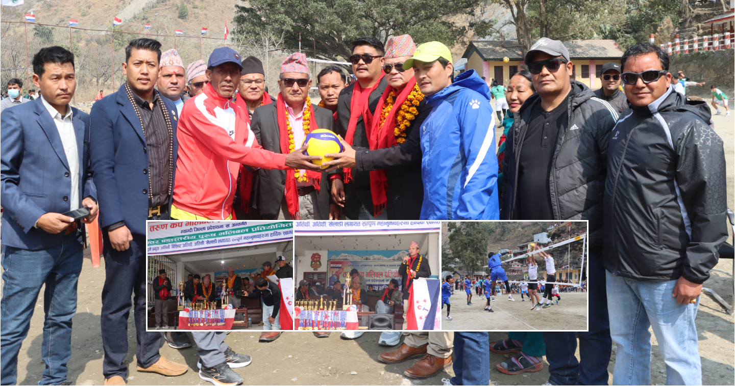 दरबाङमा प्रथम तरुण कप भलिबल प्रतियोगिता सुरु , खेलकुदले समाजमा एकता र आत्मविश्वास बढाउँछ : सांसद गर्बुजा