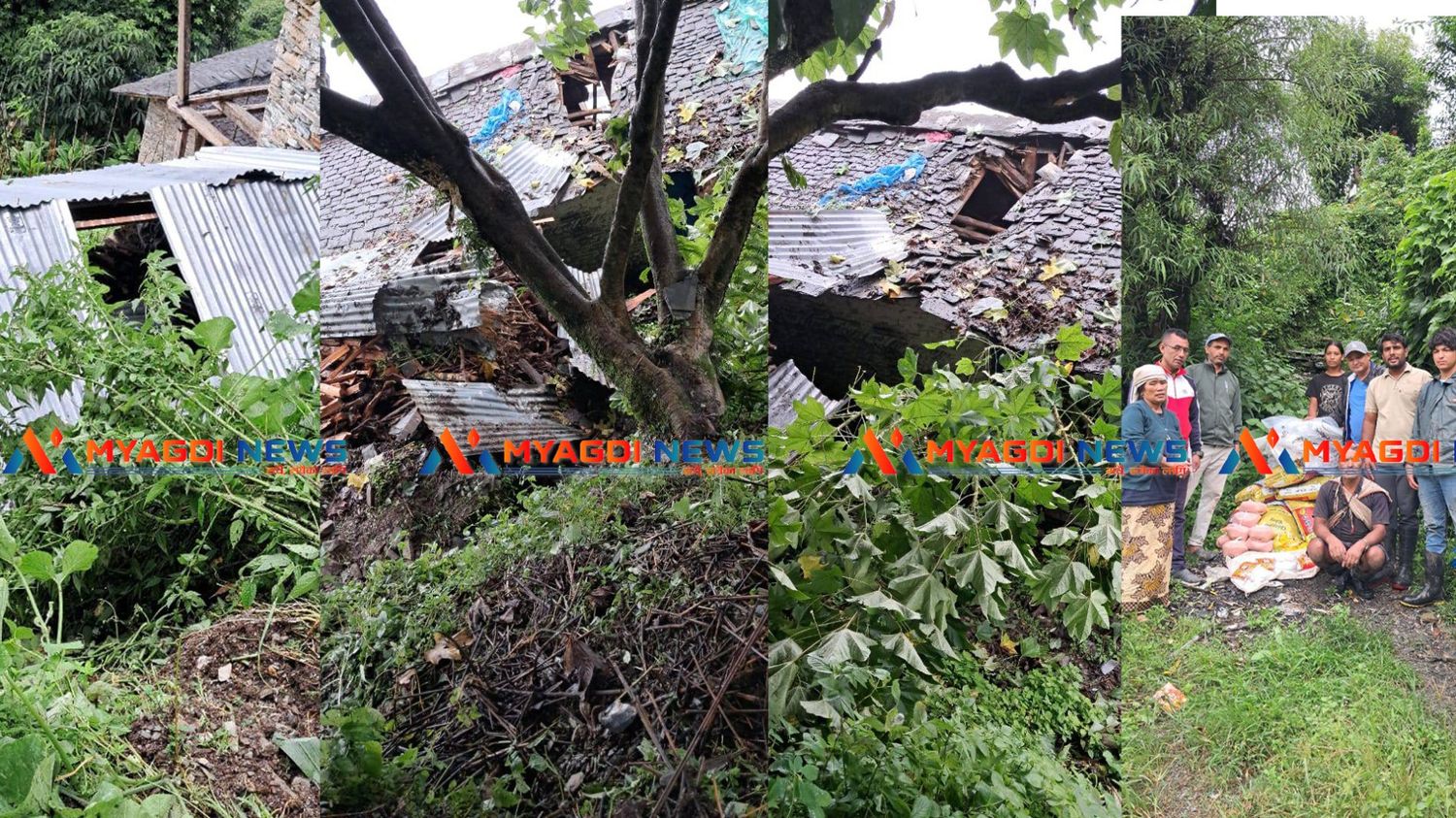 ओखरबोटमा पहिरोले तीन घरमा क्षति